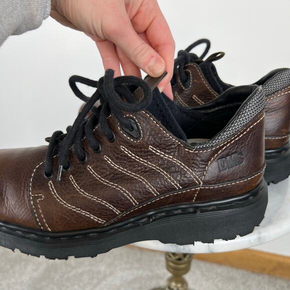 Vintage Dr Martens Brown Leather Chunky Lace Up Platform Shoes Made in England 9 main image 5